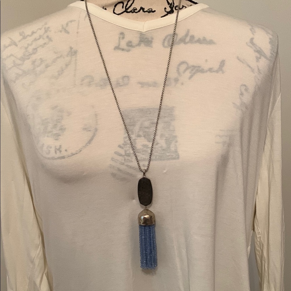 Kendra Scott Monroe Tassel Pendant Necklace (Blue & Silver)